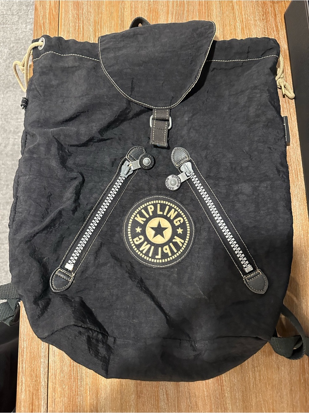 Kipling Black Drawstring Backpack